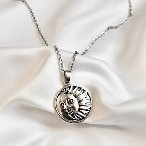 Silver Sun and Moon Necklace